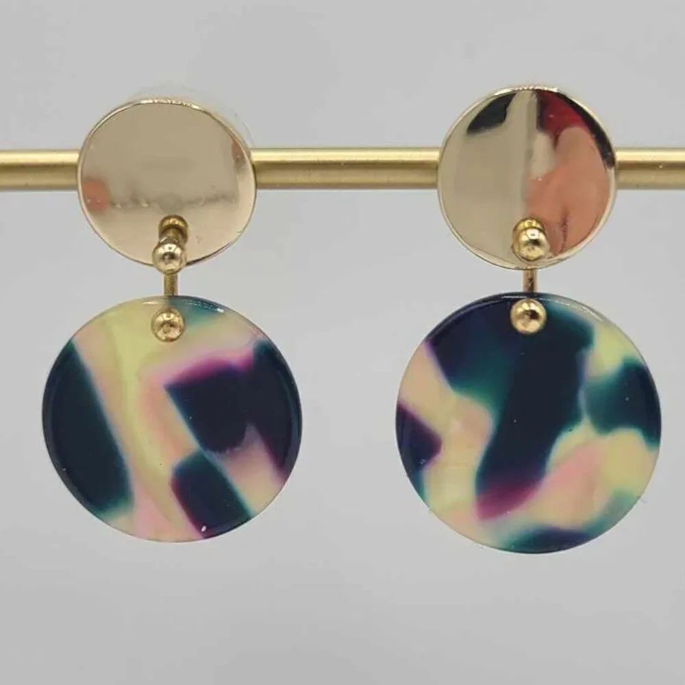 J Crew Gold Tone Resin Disc Earrings